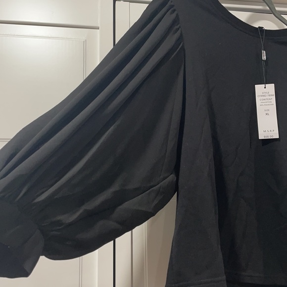 FORCYNTHUA women’s plus size XL black sweater with sheet puff sleeve - Picture 4 of 4